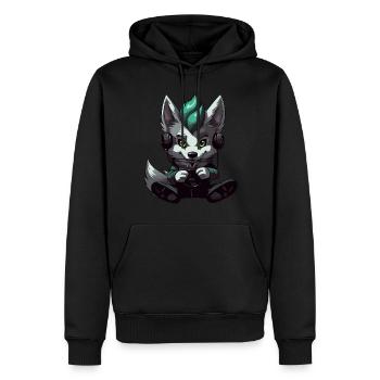 Netter Wolfs Spieler Gaming Wolfsliebhaber - Männer Premium Bio Hoodie - Schwarz - Vorne - Nico (187cm)