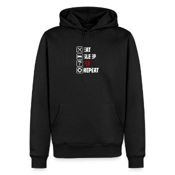 Manger, dormir, faire du parapente, voler, répéter - Sweat à capuche Premium bio Homme - noir - Devant - Nico (187cm)