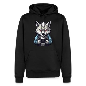 Netter Wolfs Spieler Gaming Wolfsliebhaber - Männer Premium Bio Hoodie - Schwarz - Vorne - Nico (187cm)