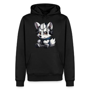 Netter Wolfs Spieler Gaming Wolfsliebhaber - Männer Premium Bio Hoodie - Schwarz - Vorne - Nico (187cm)