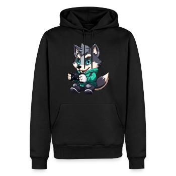 Netter Wolfs Spieler Gaming Wolfsliebhaber - Männer Premium Bio Hoodie - Schwarz - Vorne - Nico (187cm)