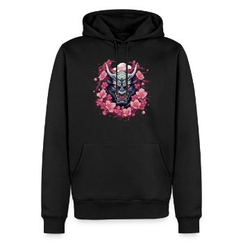 Japanese Hannya Demon Samurai Warrior Oni Mask - Men’s Premium Organic Hoodie - black - Front - Nico (187cm)