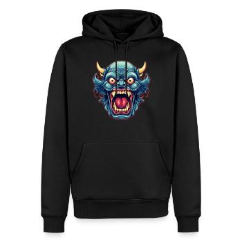 Japonais Hannya démon samouraï guerrier Oni masque - Sweat à capuche Premium bio Homme - noir - Devant - Nico (187cm)