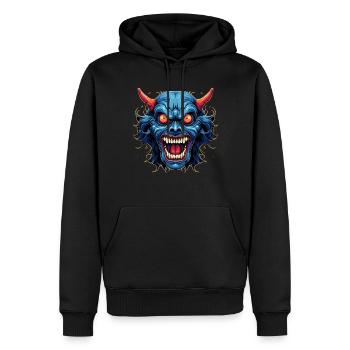 Japanese Hannya Demon Samurai Warrior Oni Mask - Men’s Premium Organic Hoodie - black - Front - Nico (187cm)