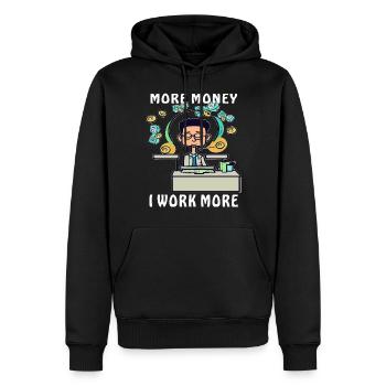 HOMME PLUS D’ARGENT JE TRAVAILLE PLUS - Sweat à capuche Premium bio Homme - noir - Devant - Nico (187cm)