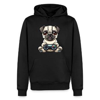 Mignon Carlin Chien Gamer Carlin Chien Amoureux - Sweat à capuche Premium bio Homme - noir - Devant - Nico (187cm)