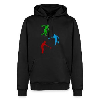 Boccia Silhouettes Joueur de pétanque Silhouettes - Sweat à capuche Premium bio Homme - noir - Devant - Nico (187cm)