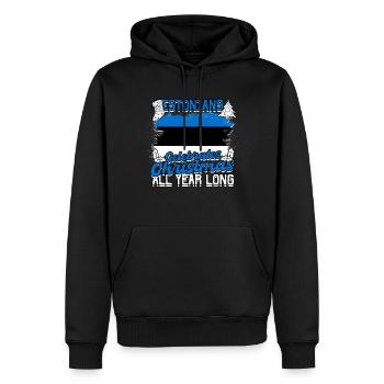 Estonien Estonie - Sweat à capuche Premium bio Homme - noir - Devant - Nico (187cm)