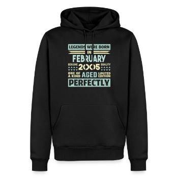 19e anniversaire février Vintage 2005 idée cadeau - Sweat à capuche Premium bio Homme - noir - Devant - Nico (187cm)