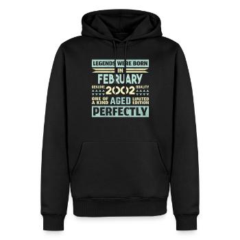 22. Geburtstag FEBRUAR Jahrgang 2002 Geschenkidee - Männer Premium Bio Hoodie - Schwarz - Vorne - Nico (187cm)