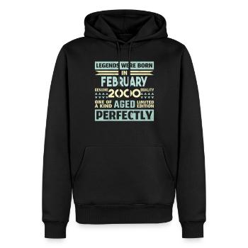 24th Birthday FEBRUARY Vintage 2000 Gift Idea - Men’s Premium Organic Hoodie - black - Front - Nico (187cm)