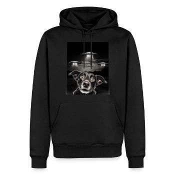Selfie De Chiens Drôles Devant Des OVNIS Chien OVNI - Sweat à capuche Premium bio Homme - noir - Devant - Nico (187cm)