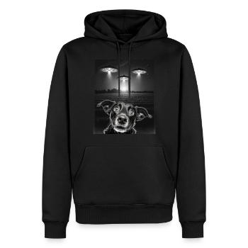 Selfie De Chiens Drôles Devant Des OVNIS Chien OVNI - Sweat à capuche Premium bio Homme - noir - Devant - Nico (187cm)