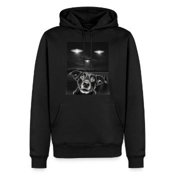 Selfie De Chiens Drôles Devant Des OVNIS Chien OVNI - Sweat à capuche Premium bio Homme - noir - Devant - Nico (187cm)