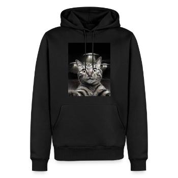 Lustiges Katzen Selfie Vor UFOs Katze UFO - Männer Premium Bio Hoodie - Schwarz - Vorne - Nico (187cm)