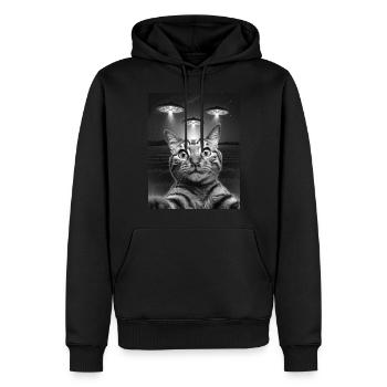 Lustiges Katzen Selfie Vor UFOs Katze UFO - Männer Premium Bio Hoodie - Schwarz - Vorne - Nico (187cm)