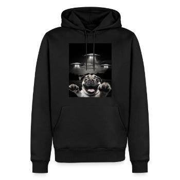 Selfie De Chiens Drôles Devant Des OVNIS Chien OVNI - Sweat à capuche Premium bio Homme - noir - Devant - Nico (187cm)