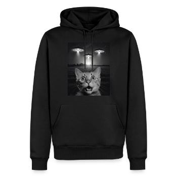 Lustiges Katzen Selfie Vor UFOs Katze UFO - Männer Premium Bio Hoodie - Schwarz - Vorne - Nico (187cm)