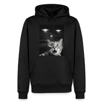 Lustiges Katzen Selfie Vor UFOs Katze UFO - Männer Premium Bio Hoodie - Schwarz - Vorne - Nico (187cm)