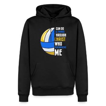 I Can Do All Things Through Christ Volleyball - Männer Premium Bio Hoodie - Schwarz - Vorne - Nico (187cm)