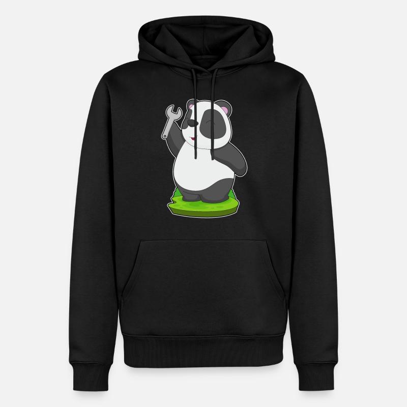 Clé artisanale Panda - Sweat à capuche Premium bio Homme - noir