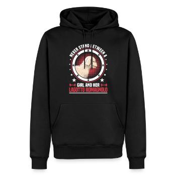 Mädchen und ihr Lagotto Romagnolo Wasserhund - Männer Premium Bio Hoodie - Schwarz - Vorne - Nico (187cm)