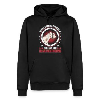 Fille avec lévrier irlandais lévrier - Sweat à capuche Premium bio Homme - noir - Devant - Nico (187cm)