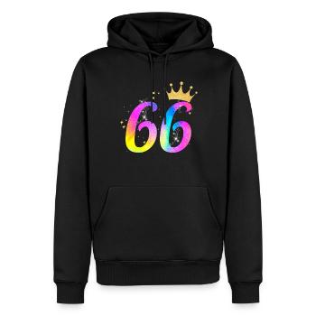66. Geburtstag Geschenkidee Für 66 Jahre Alt - Männer Premium Bio Hoodie - Schwarz - Vorne - Nico (187cm)