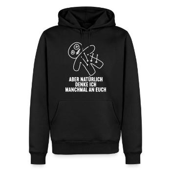 Bien sûr, je pense souvent à toi poupée vaudou misanthrope - Sweat à capuche Premium bio Homme - noir - Devant - Nico (187cm)