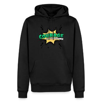 Le courage est mon trait de caractère de superpouvoir - Sweat à capuche Premium bio Homme - noir - Devant - Nico (187cm)