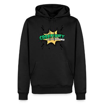Creativity is my superpower trait - Men’s Premium Organic Hoodie - black - Front - Nico (187cm)