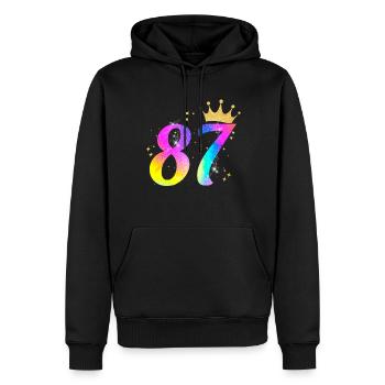 87. Geburtstag Geschenkidee Für 87 Jahre Alt - Männer Premium Bio Hoodie - Schwarz - Vorne - Nico (187cm)