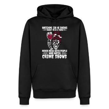 True Crime - Männer Premium Bio Hoodie - Schwarz - Vorne - Nico (187cm)