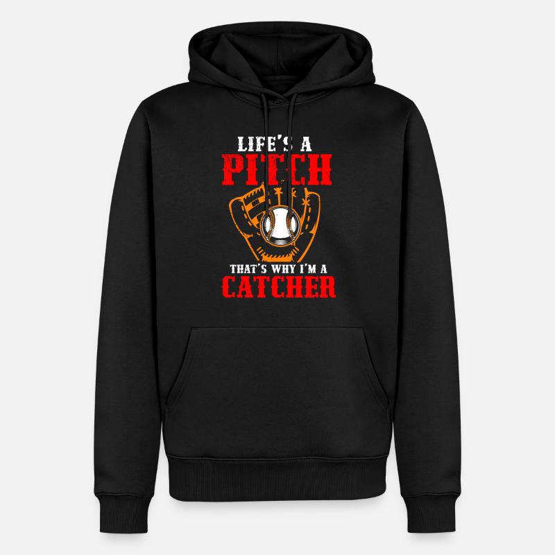 Receveur Softball amant Bat Ball - Sweat à capuche Premium bio Homme - noir