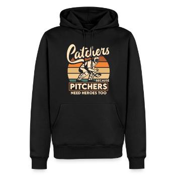 Receveur Softball amant Bat Ball - Sweat à capuche Premium bio Homme - noir - Devant - Nico (187cm)