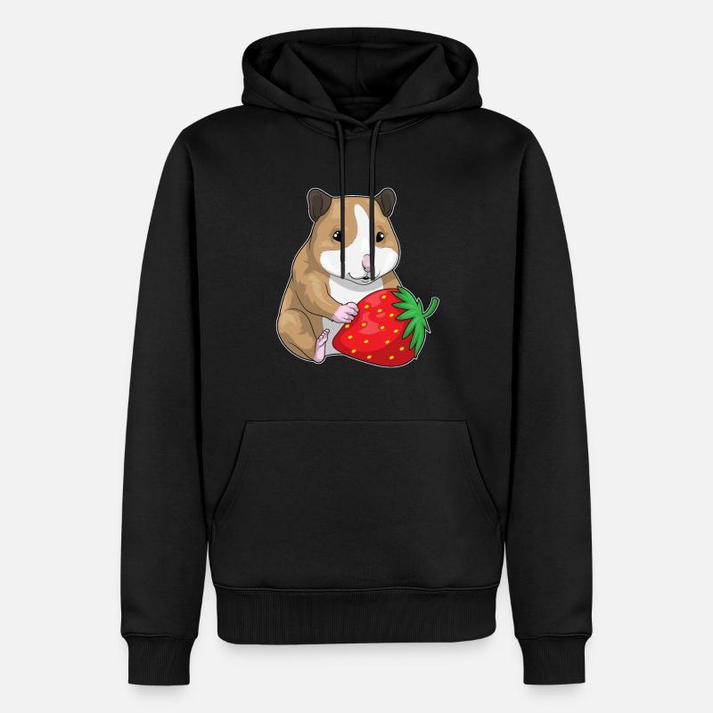 Hamster Fraise Fruit - Sweat à capuche Premium bio Homme - noir