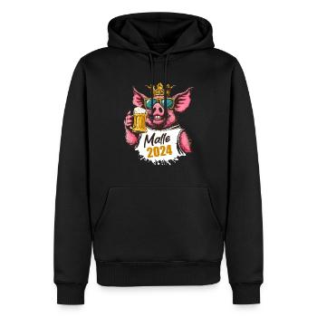 Malle 2024 König Schwein Bier - Männer Premium Bio Hoodie - Schwarz - Vorne - Nico (187cm)
