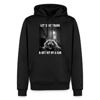 Lets eat Trash and get hit by a Car Waschbär - Männer Premium Bio Hoodie - Schwarz - Vorne - Nico (187cm)