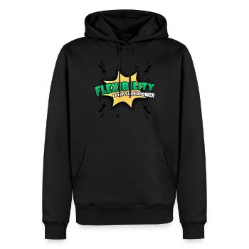 La flexibilité est mon trait de caractère - Sweat à capuche Premium bio Homme - noir - Devant - Nico (187cm)