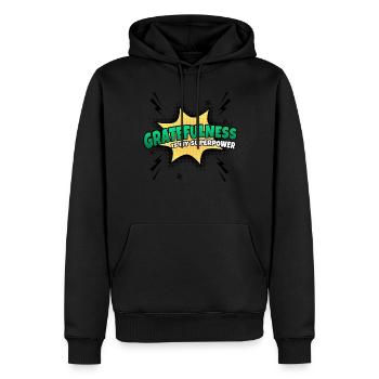 Dankbarkeit Ist Meine Superkraft Eigenschaft - Männer Premium Bio Hoodie - Schwarz - Vorne - Nico (187cm)