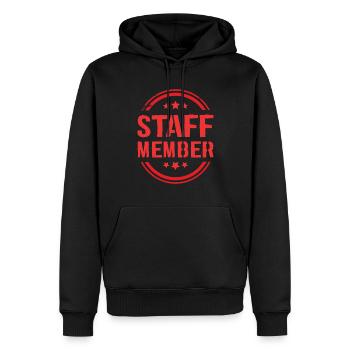 Staff Mitglied - Männer Premium Bio Hoodie - Schwarz - Vorne - Nico (187cm)