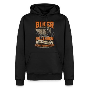 Biker 25. Geburtstag, 25 Jahre Motorradfahrer - Männer Premium Bio Hoodie - Schwarz - Vorne - Nico (187cm)