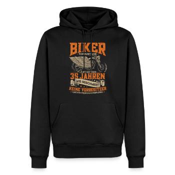Biker 35. Geburtstag, 35 Jahre Motorradfahrer - Männer Premium Bio Hoodie - Schwarz - Vorne - Nico (187cm)