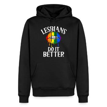 Lesbian Gifts - Men’s Premium Organic Hoodie - black - Front - Nico (187cm)