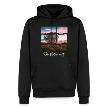 La nature vous appelle - Sweat à capuche Premium bio Homme - noir - Devant - Nico (187cm)