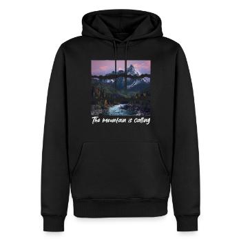 the mountain is calling - Men’s Premium Organic Hoodie - black - Front - Nico (187cm)