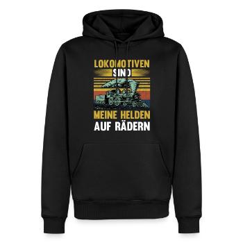 Modelleisenbahn Modellzug Zug Eisenbahner Eisenbah - Männer Premium Bio Hoodie - Schwarz - Vorne - Nico (187cm)