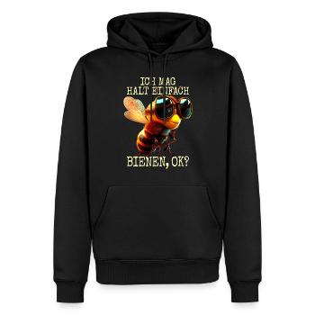 Apiculteur amoureux des abeilles, j'aime juste les abeilles - Sweat à capuche Premium bio Homme - noir - Devant - Nico (187cm)