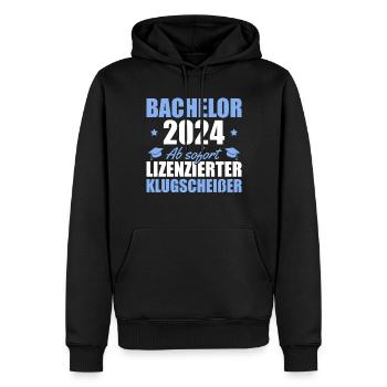 Bachelor 2024 Bachelorprüfung bestanden Geschenk - Männer Premium Bio Hoodie - Schwarz - Vorne - Nico (187cm)