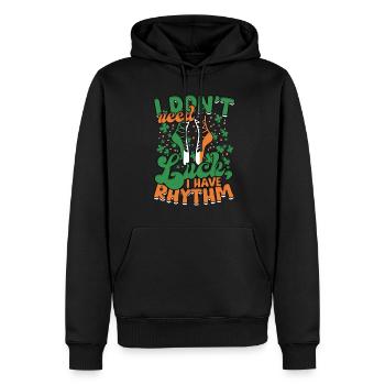 Danse irlandaise, je n'ai pas besoin de chance, j'ai du rythme - Sweat à capuche Premium bio Homme - noir - Devant - Nico (187cm)